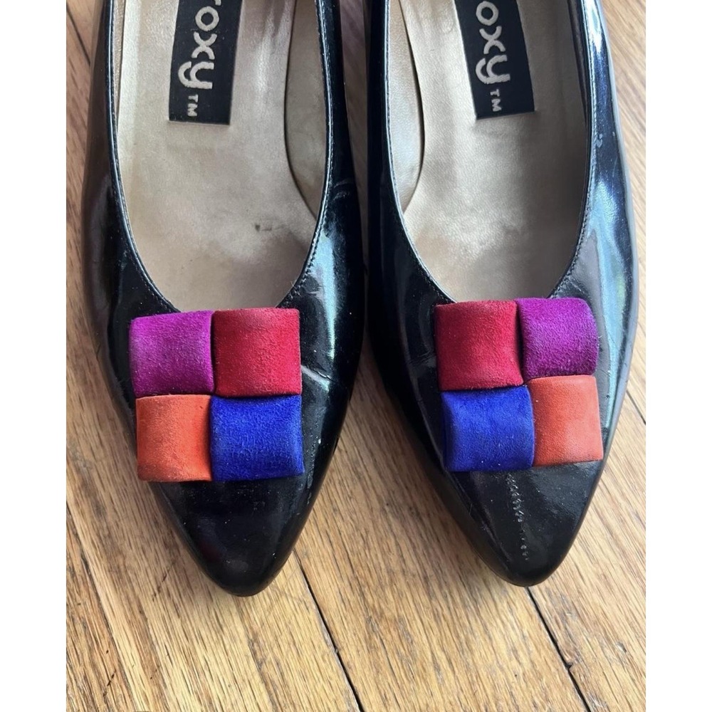 Vintage 1980s Proxy Black And Multicolor Patent Leather Pumps‎ Size 8-8.5 - Picture 5 of 6